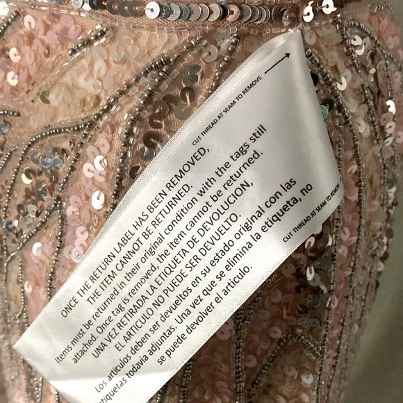 NWT Mac Duggal 4982 Rose Gold Embellished One Shoulder Gown w Sequin Belt - Sz 4 - Picture 9 of 13